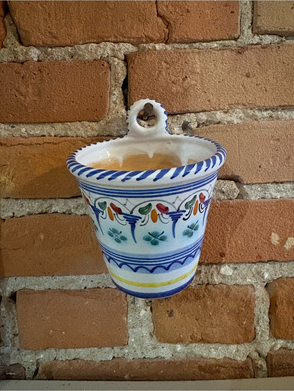 Vintage Spanish Talavera Ceramic Wall Pocket Planter